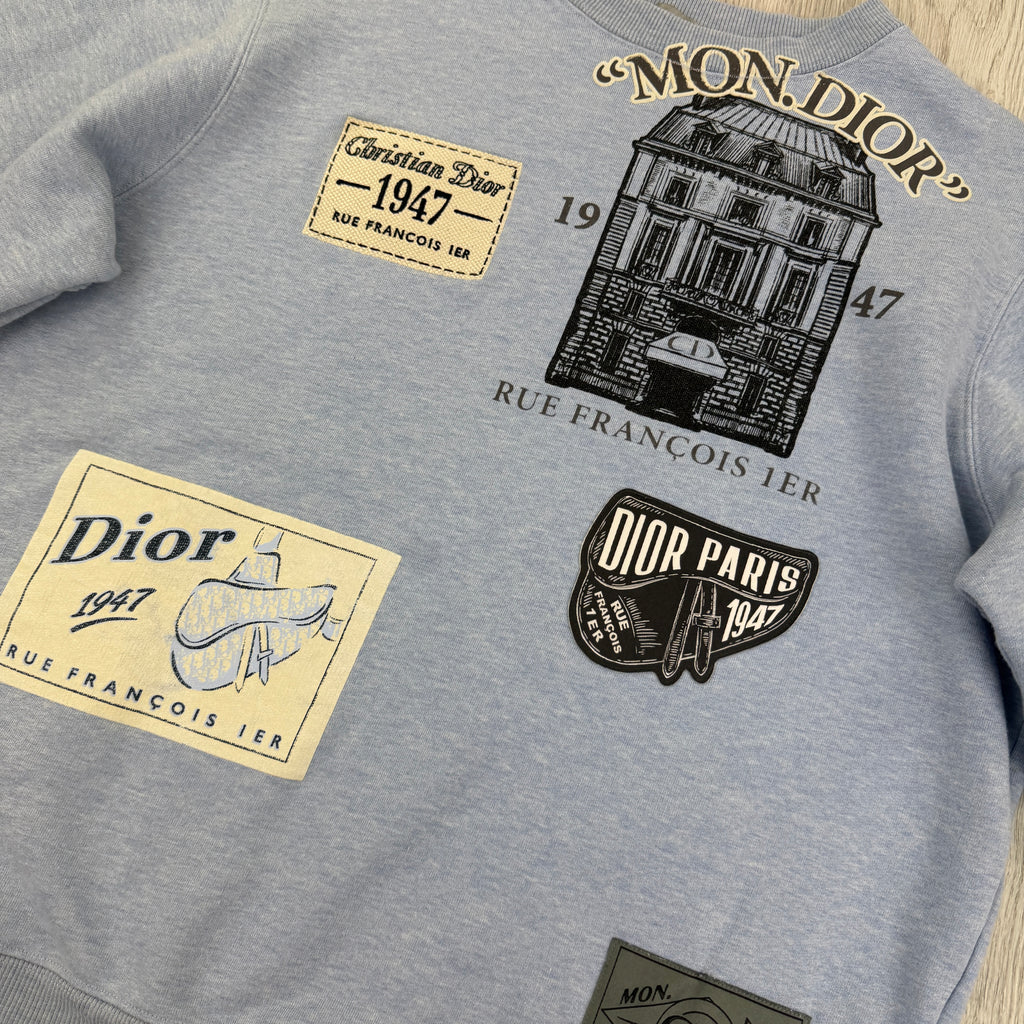Christian Dior Men’s Baby Blue Crewneck Jumper - Small