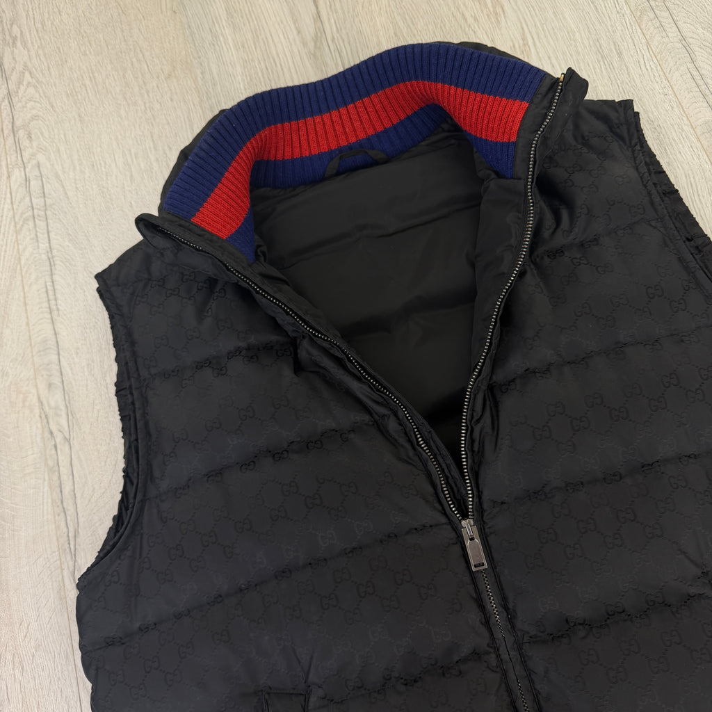 Gucci Men’s Balck Zip-up Monogrammed GG Body-warmer  - 50 (Medium)