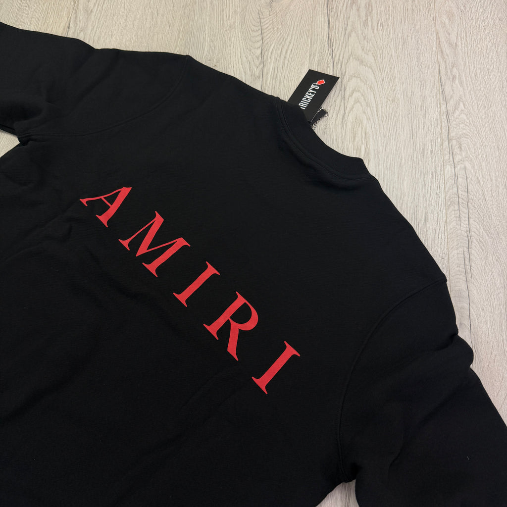 Amiri Men’s Black Crewneck Jumper Red MA Logo - Medium