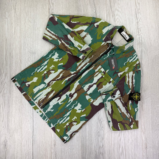 Stone Island Men’s Camo Flowing Zip-up Overshirt - Large