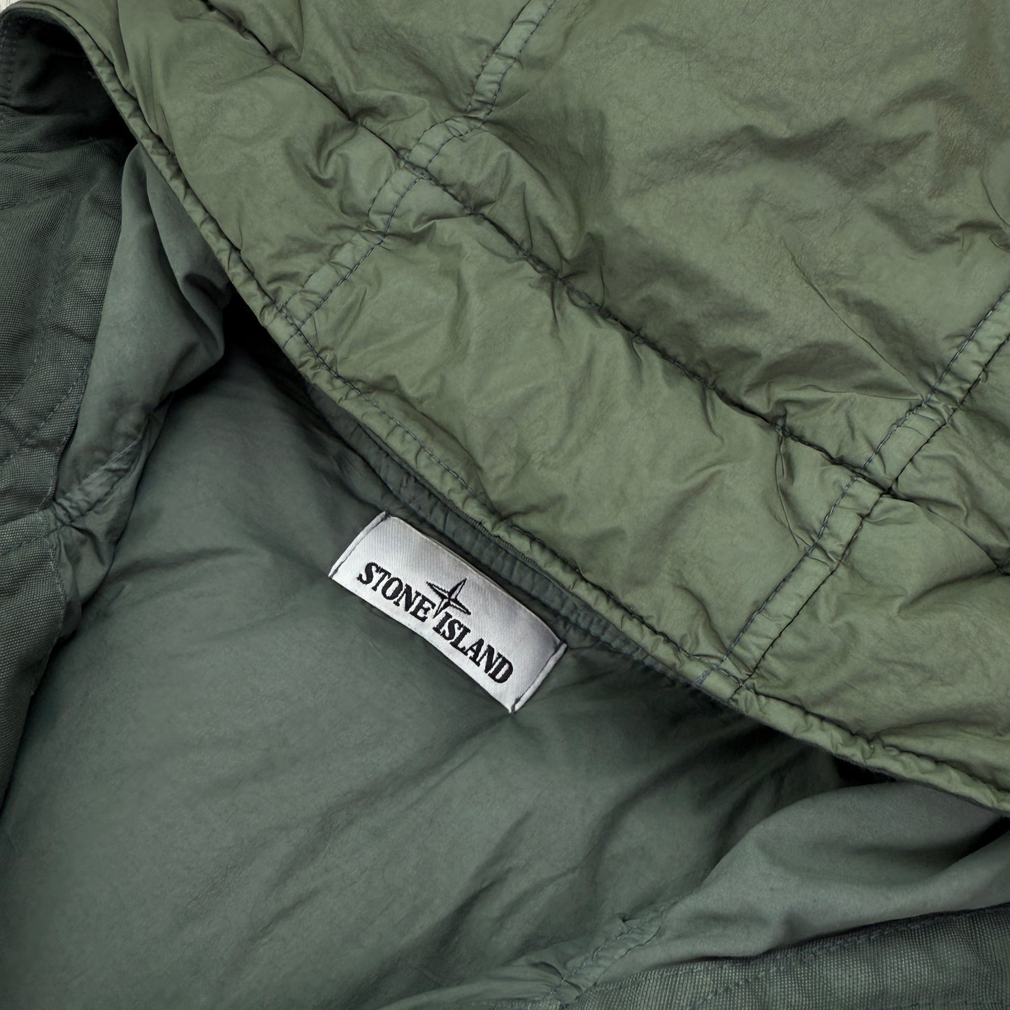 Stone Island Men’s Green Crinkle Reps Nylon Down Jacket - Large