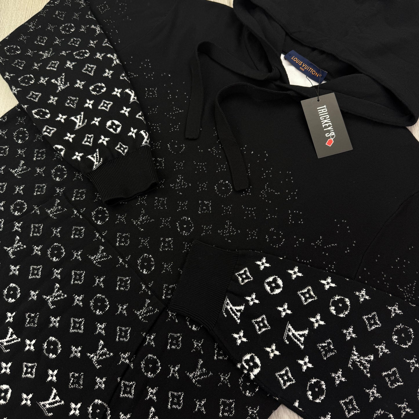 Louis Vuitton Men’s Black Monogram Gradient Pullover Hoodie - Large