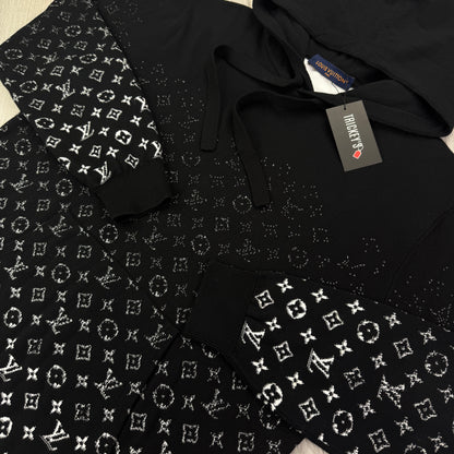 Louis Vuitton Men’s Black Monogram Gradient Pullover Hoodie - Large