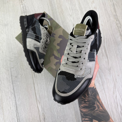 Valentino Men’s Black & Grey Camo Mesh Rockrunner Trainers - Uk 7