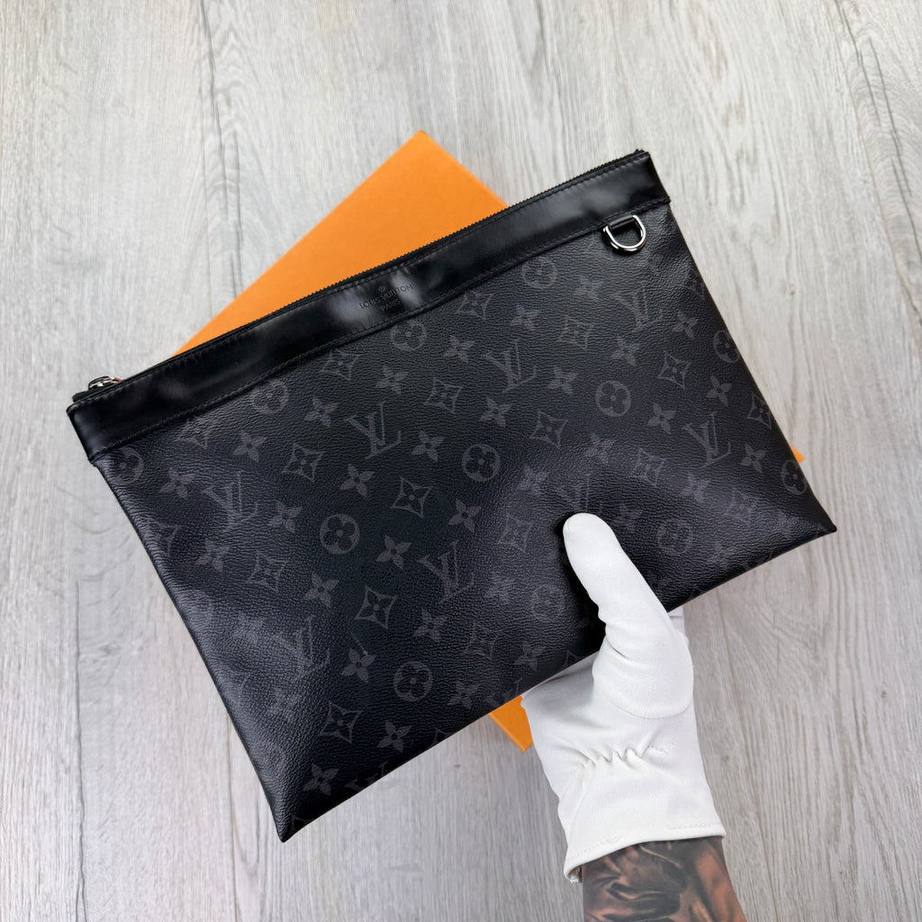 Louis Vuitton Black Monogram Clutch / Small Laptop Case