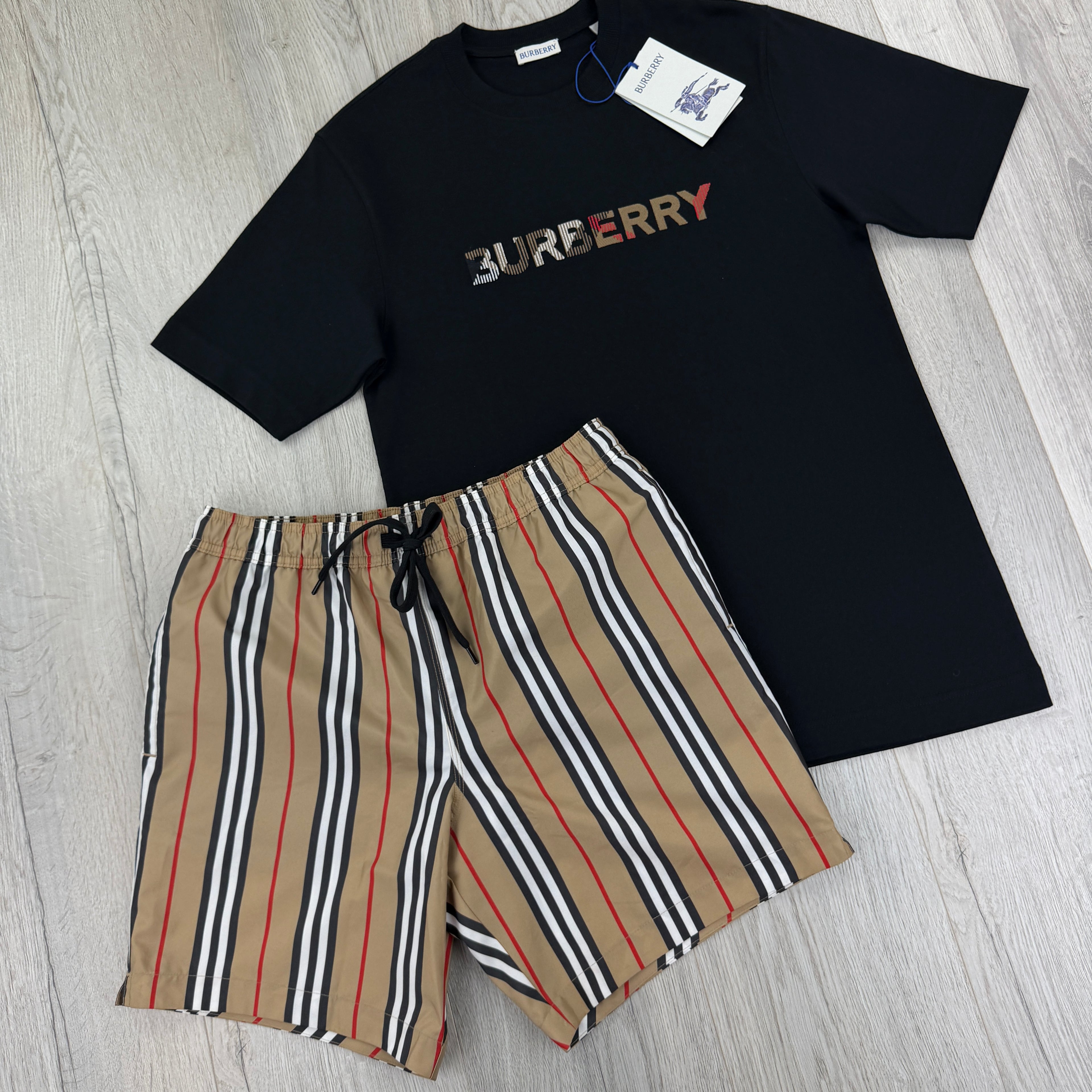 Burberry Men’s Black T-shirt & Shorts Set