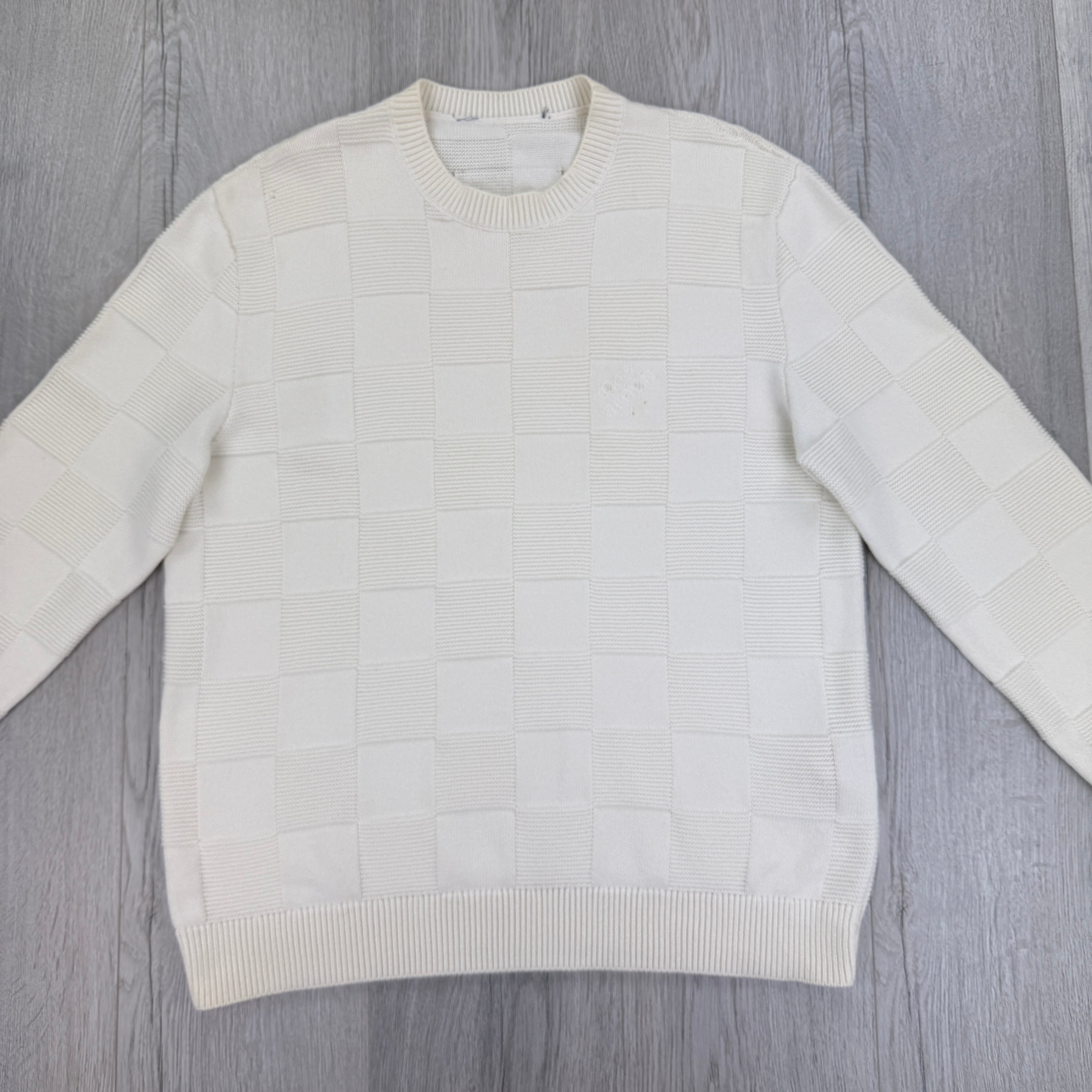 Louis Vuitton Men’s Cream Knitted Crewneck Jumper - Medium