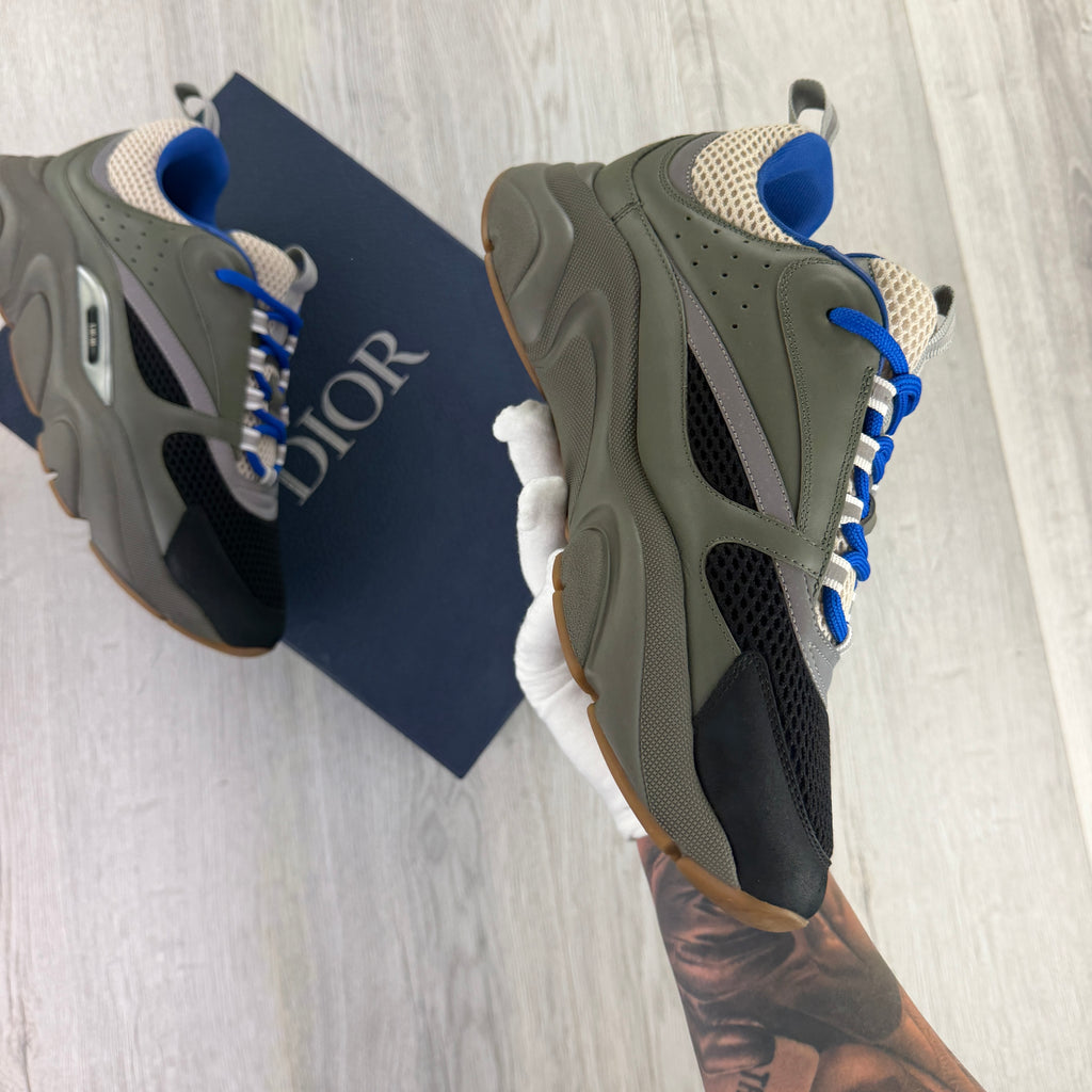 Dior B22 Men’s Khaki Green & Blue Trainers - 43 (Fit Uk 8.5)