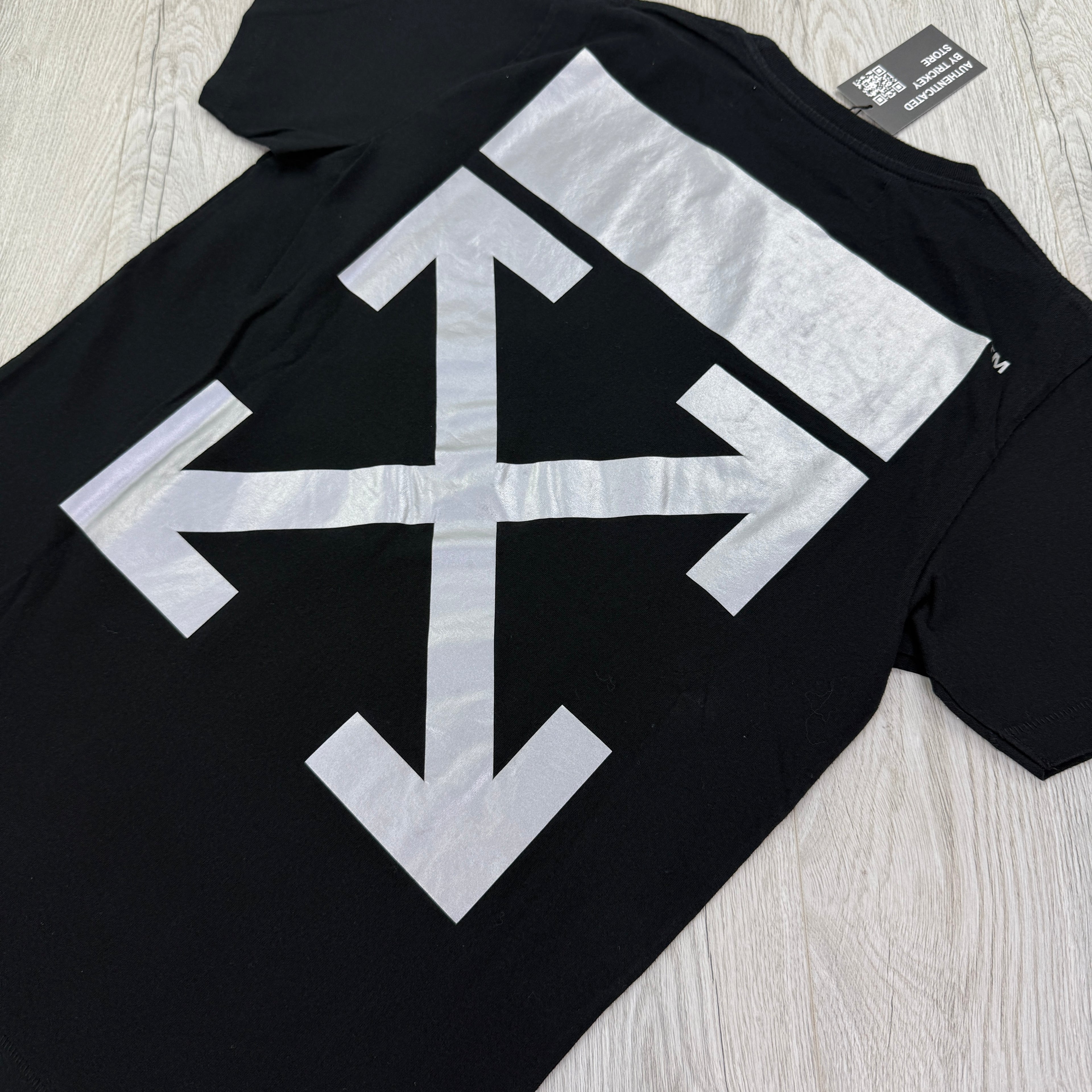 Off White Men’s Black T-shirt Silver Arrow - Small