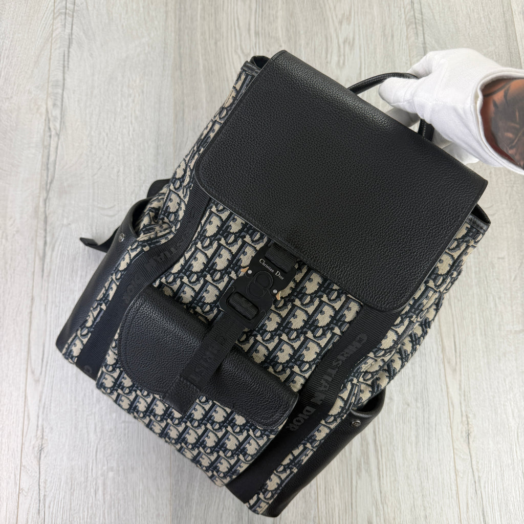 Dior Men’s Oblique Jacquard Saddle Backpack With Flap