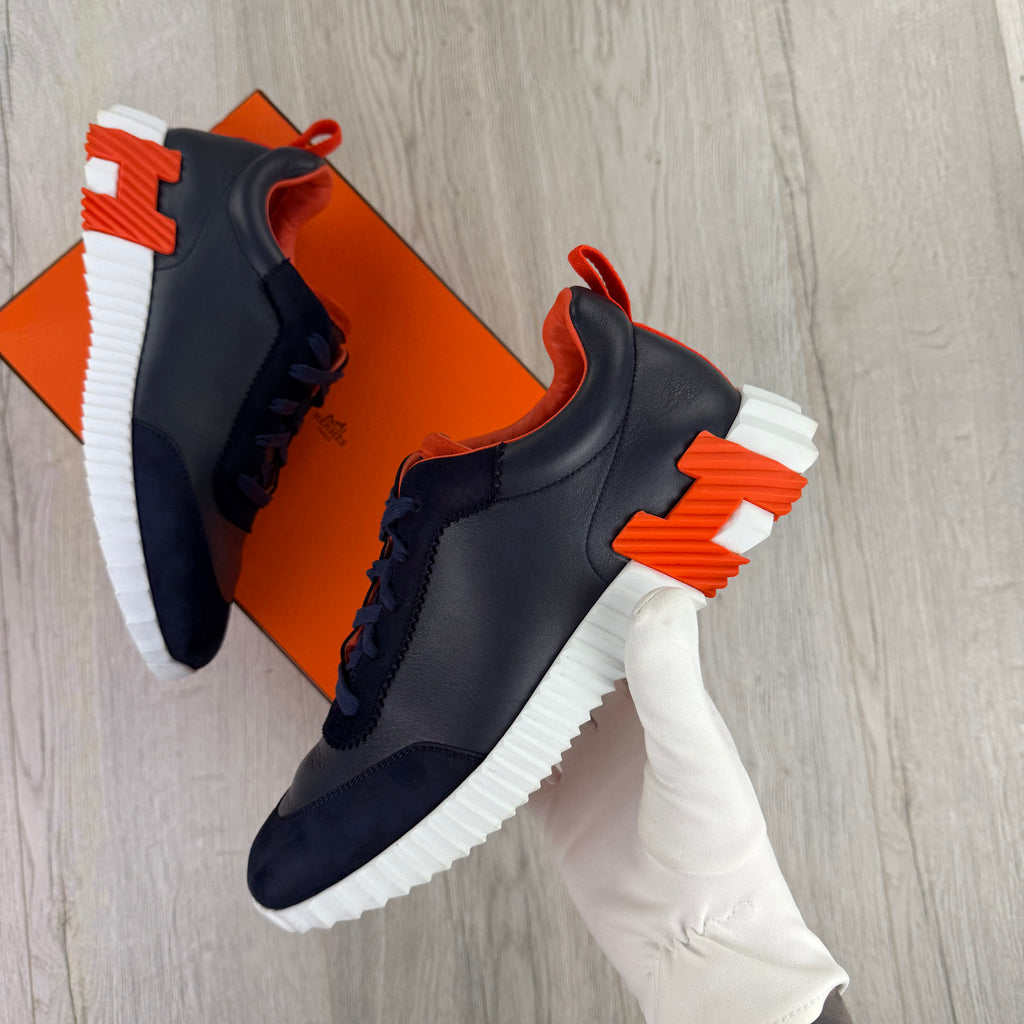 Hermes Men’s Navy & Orange Bouncing Sneakers - 42.5 (Fit Uk 8.5)