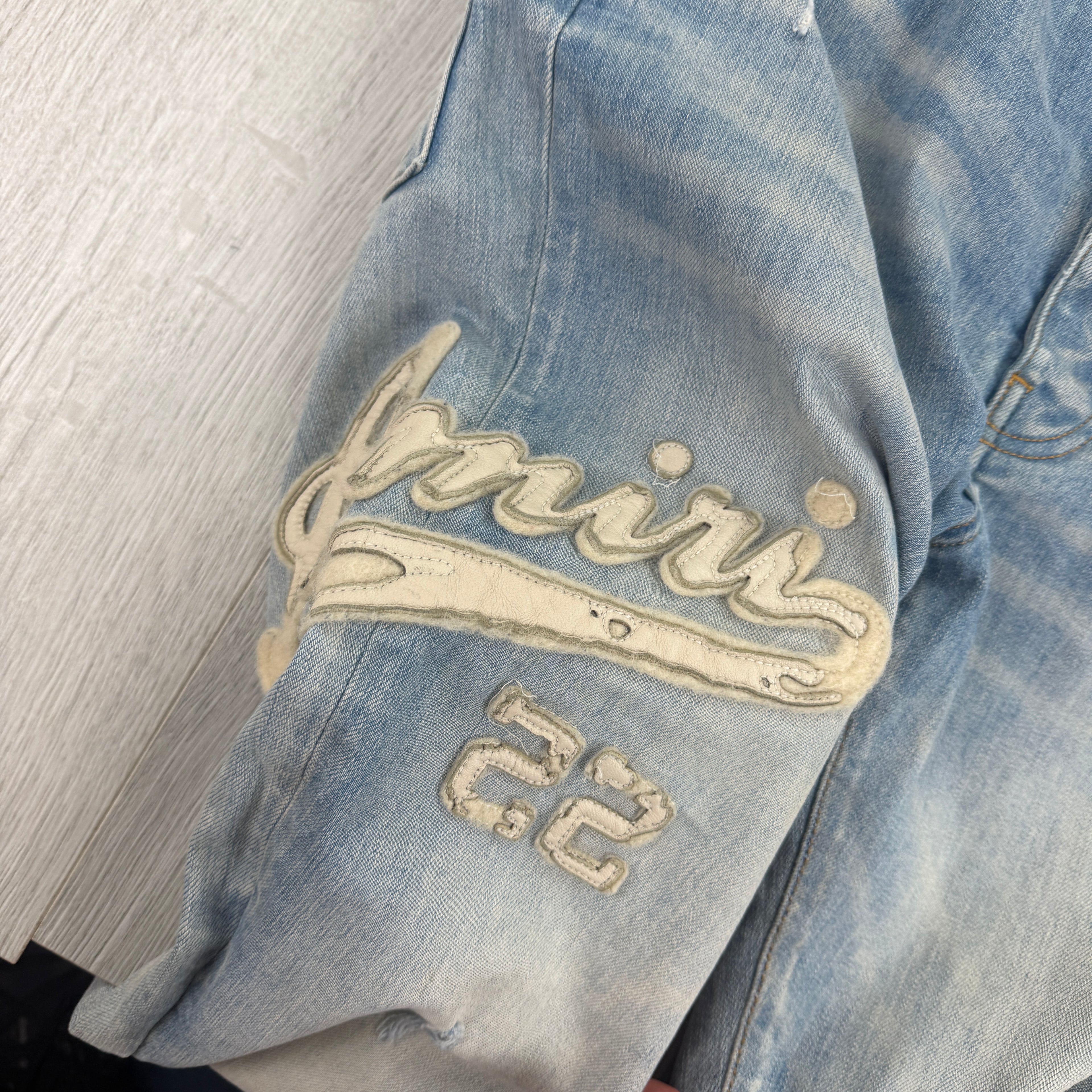 Amiri Men’s Blue Denim Jeans With Side Logo - 34 Slim