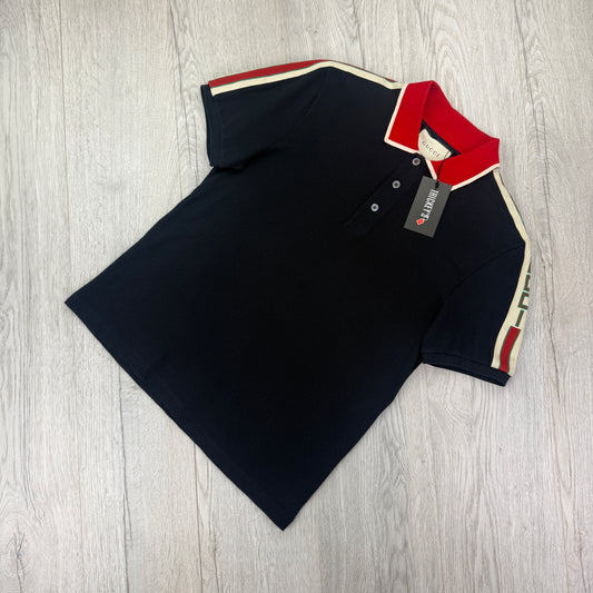Gucci Men’s Navy Shoulder Logo Polo - Large Slim