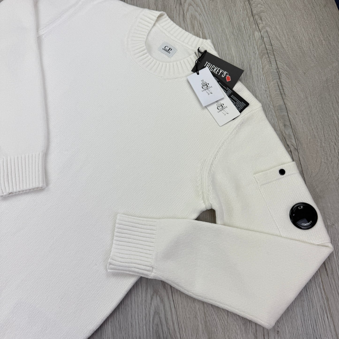 Cp Company Men’s White Knitwear Crewneck Jumper