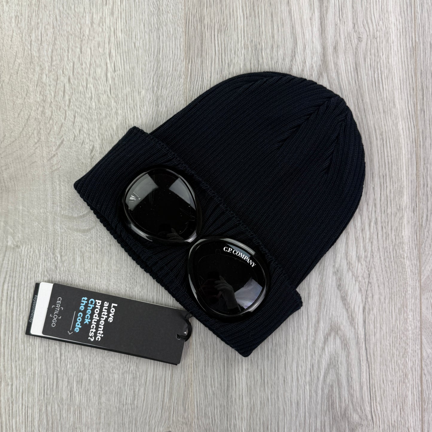 CP Company Men’s Navy Goggle Beanie