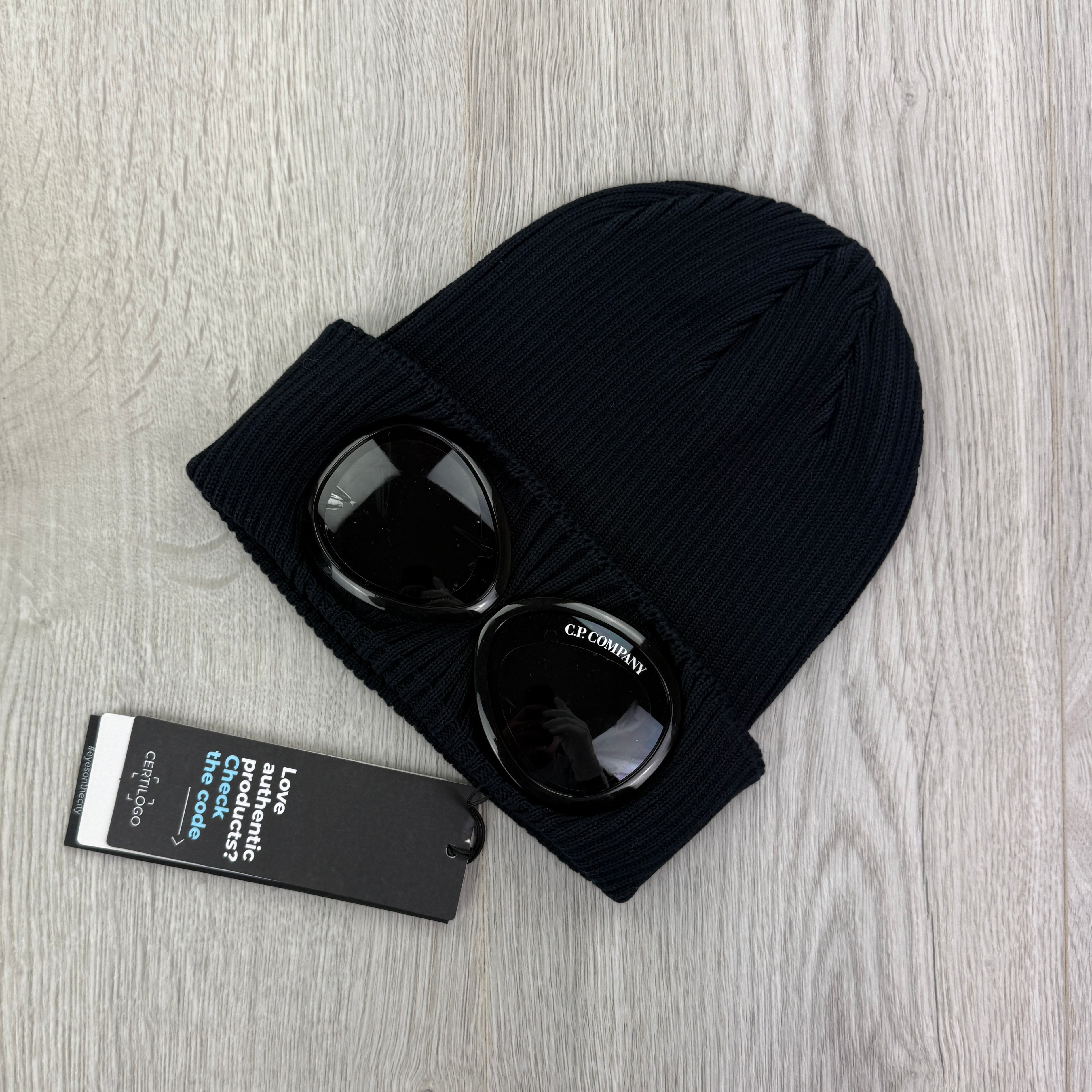 CP Company Men’s Navy Goggle Beanie