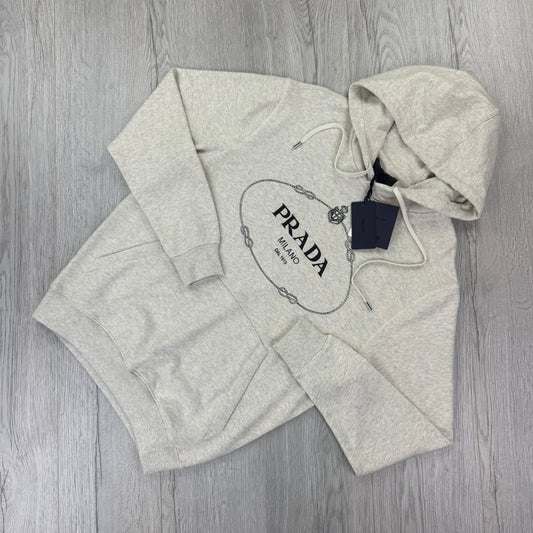 Prada Men’s Light Grey Pullover Hoodie - Small