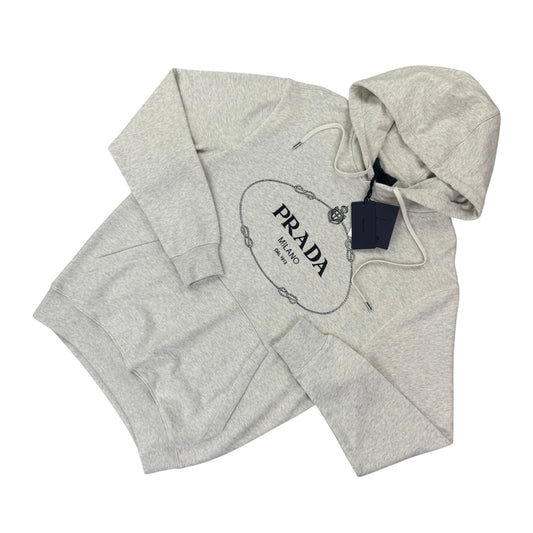 Prada Men’s Light Grey Pullover Hoodie - Small