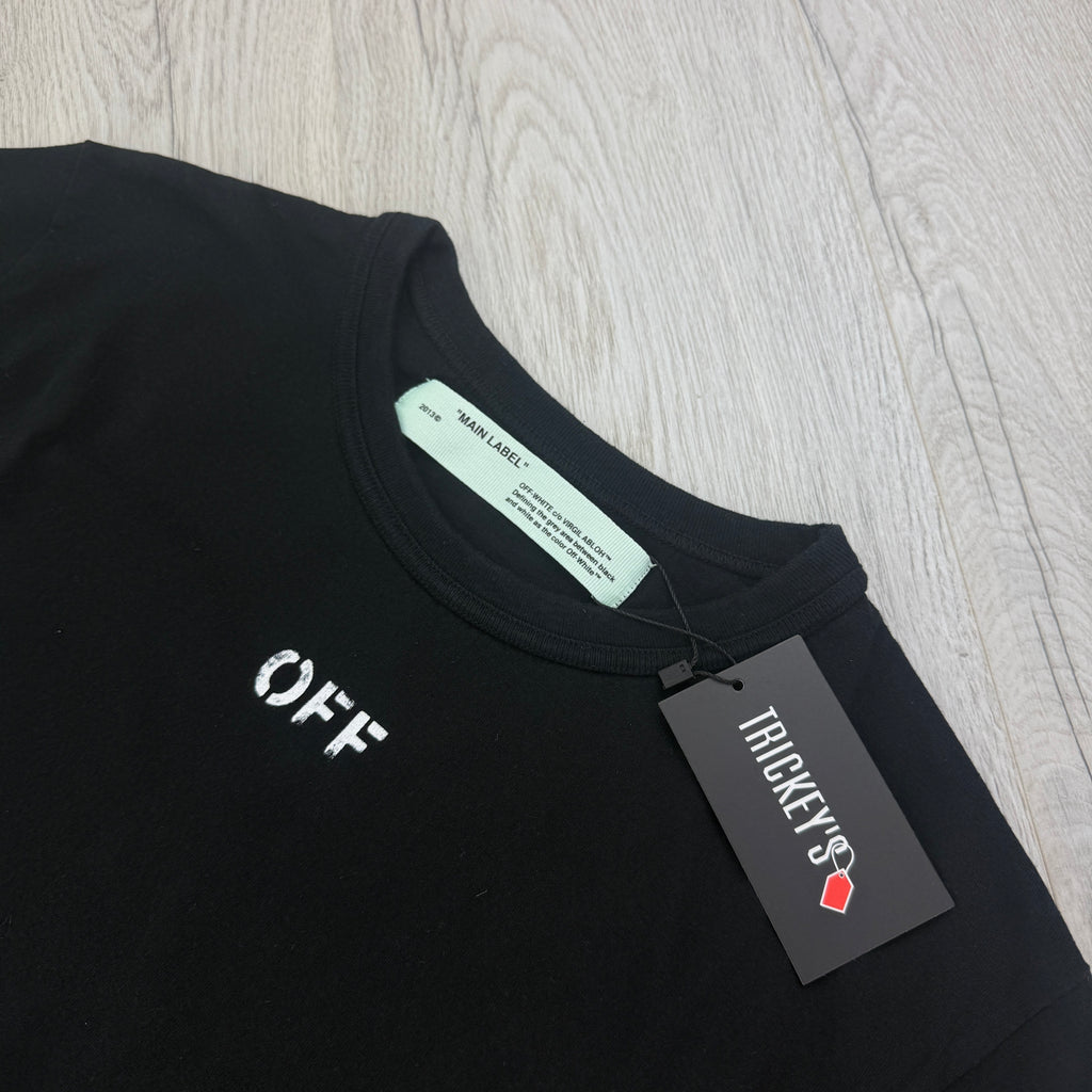 Off White Men’s Black T-shirt Sprayed Arrow Logo - XS Oversized