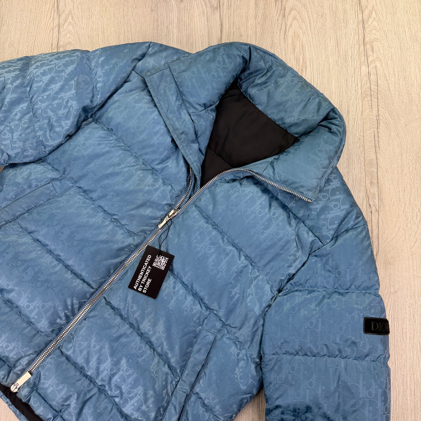 Dior Men’s Baby Blue Zip-up Oblique Down Jacket - 46