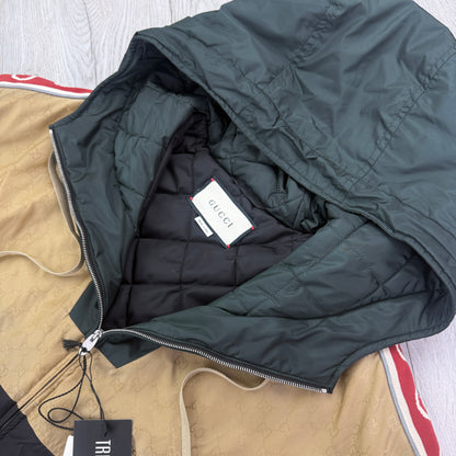 Gucci GG Jacquard Logo & Web Stripe Nylon Jacket - 48 (Fits Large)