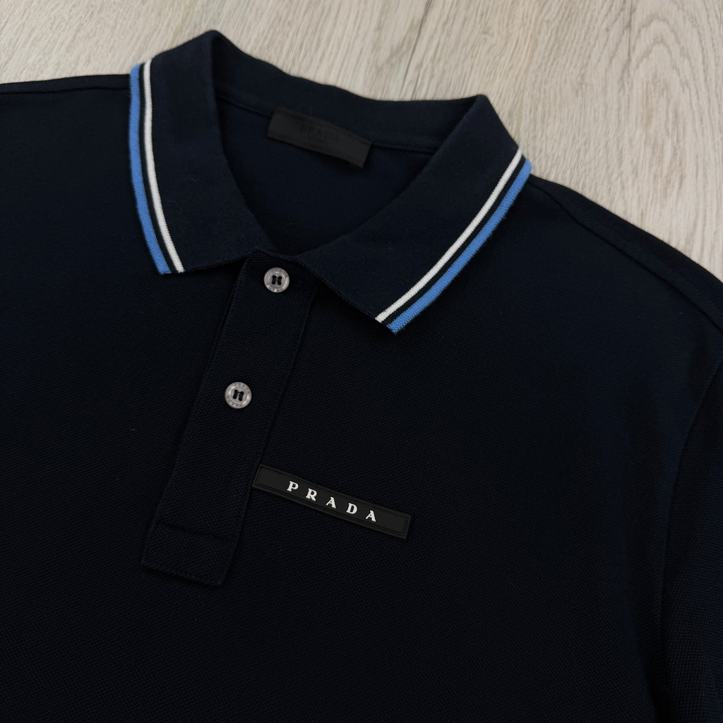 Prada Men’s Navy Black Badge Polo - Large Slim