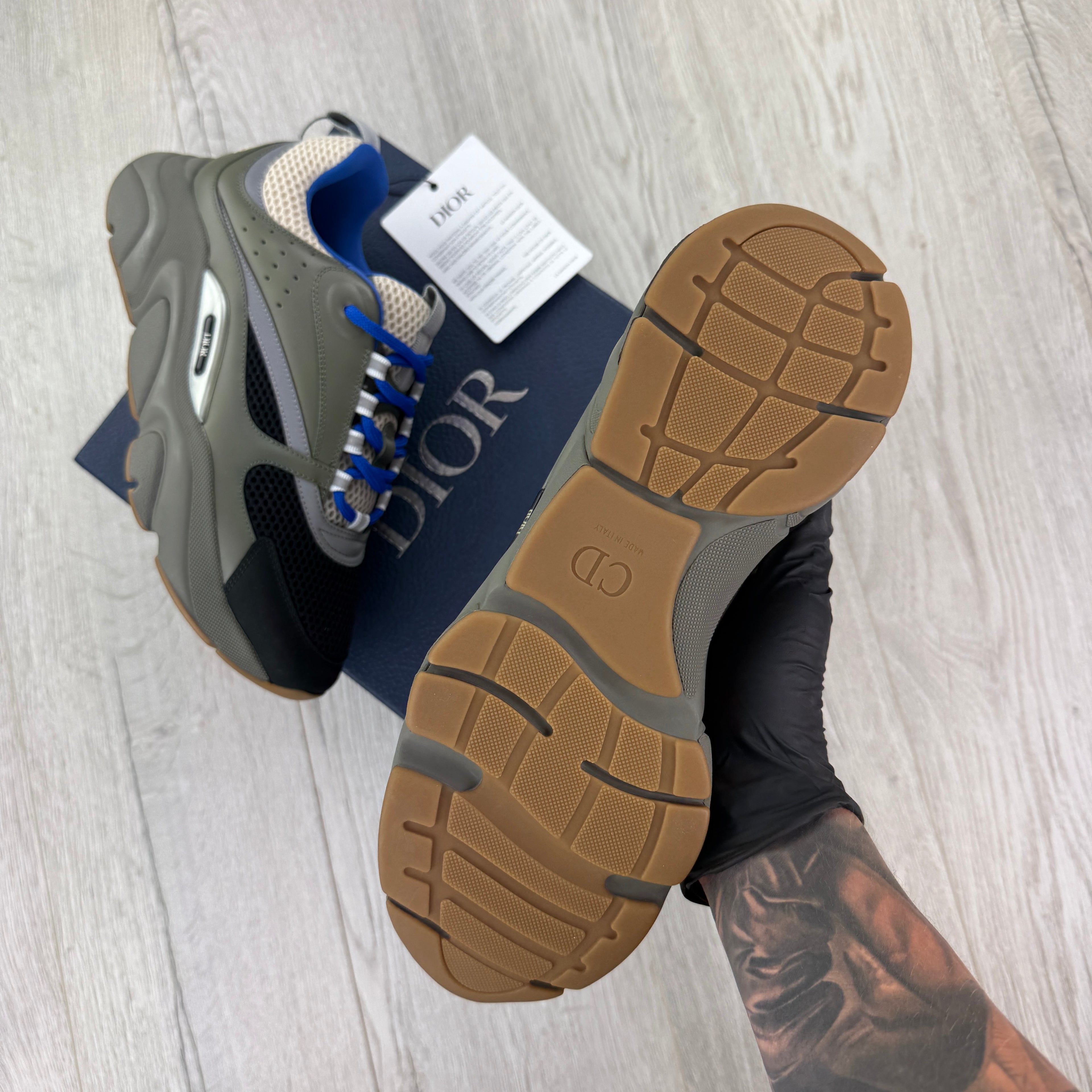 Dior B22 Men's Khaki & Blue Trainers