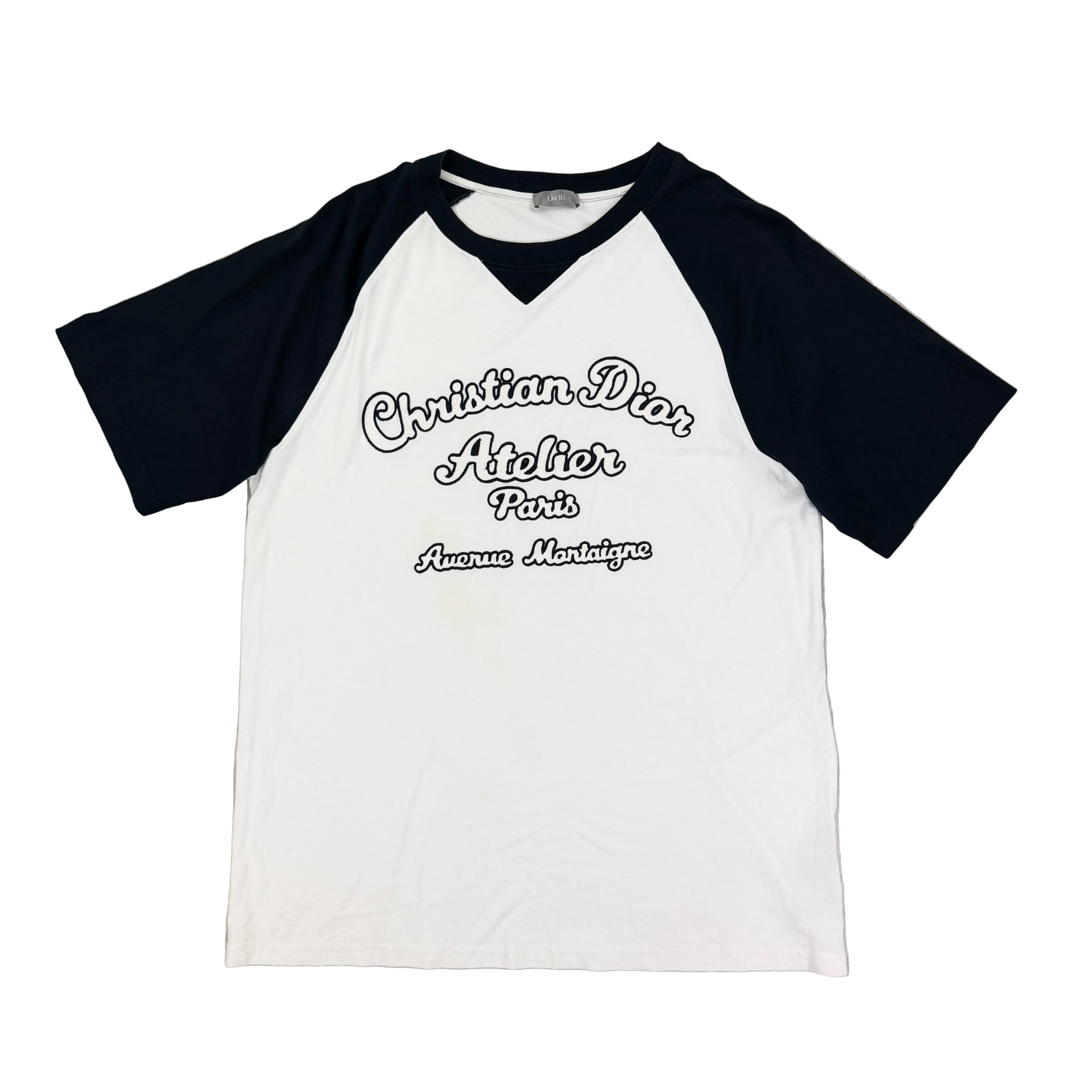 Christian Dior Men's White & Navy 'Atelier Paris' T-shirt - Large