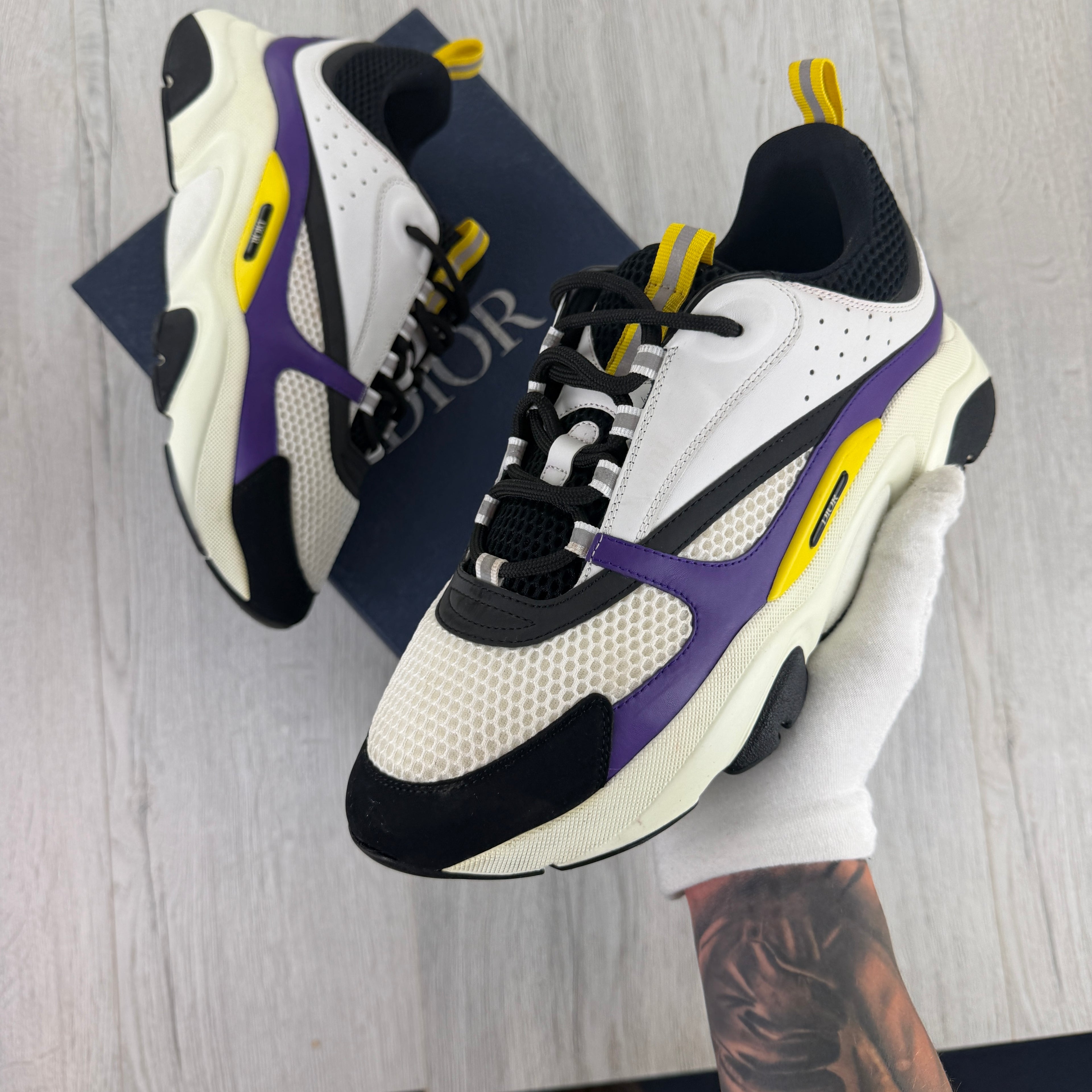 Dior B22 Men’s Purple Yellow White Runners - 45 (Fit Uk 10)