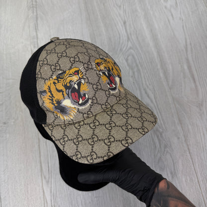 Gucci Men’s Beige GG Tiger Baseball Cap - Medium