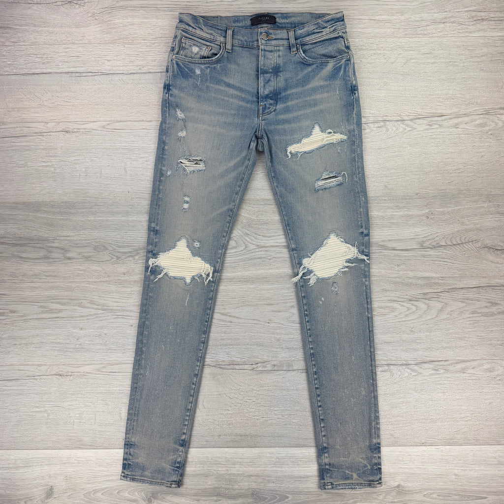 Amiri Men’s MX1 Blue Denim Jeans With Side Logo - Uk 32