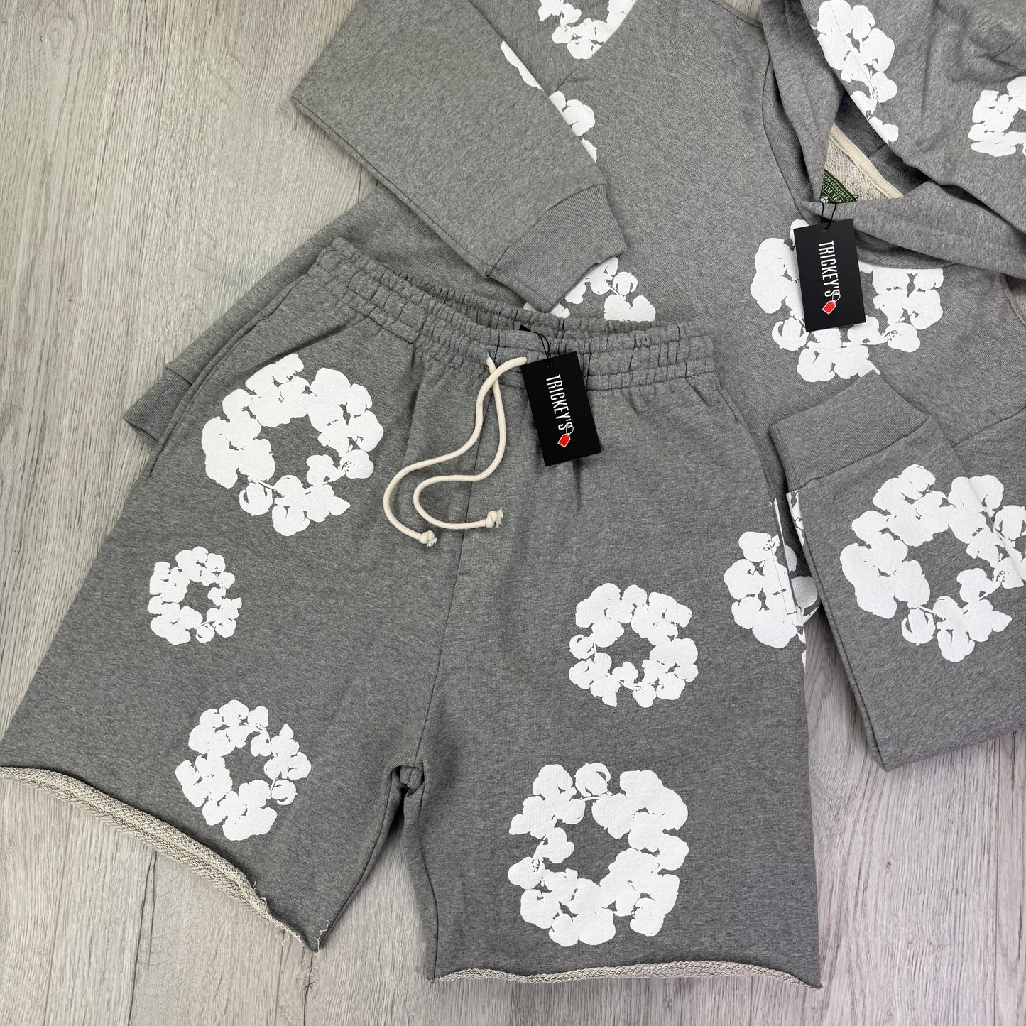 Denim Tears Men’s Grey Shorts & Hoodie Set