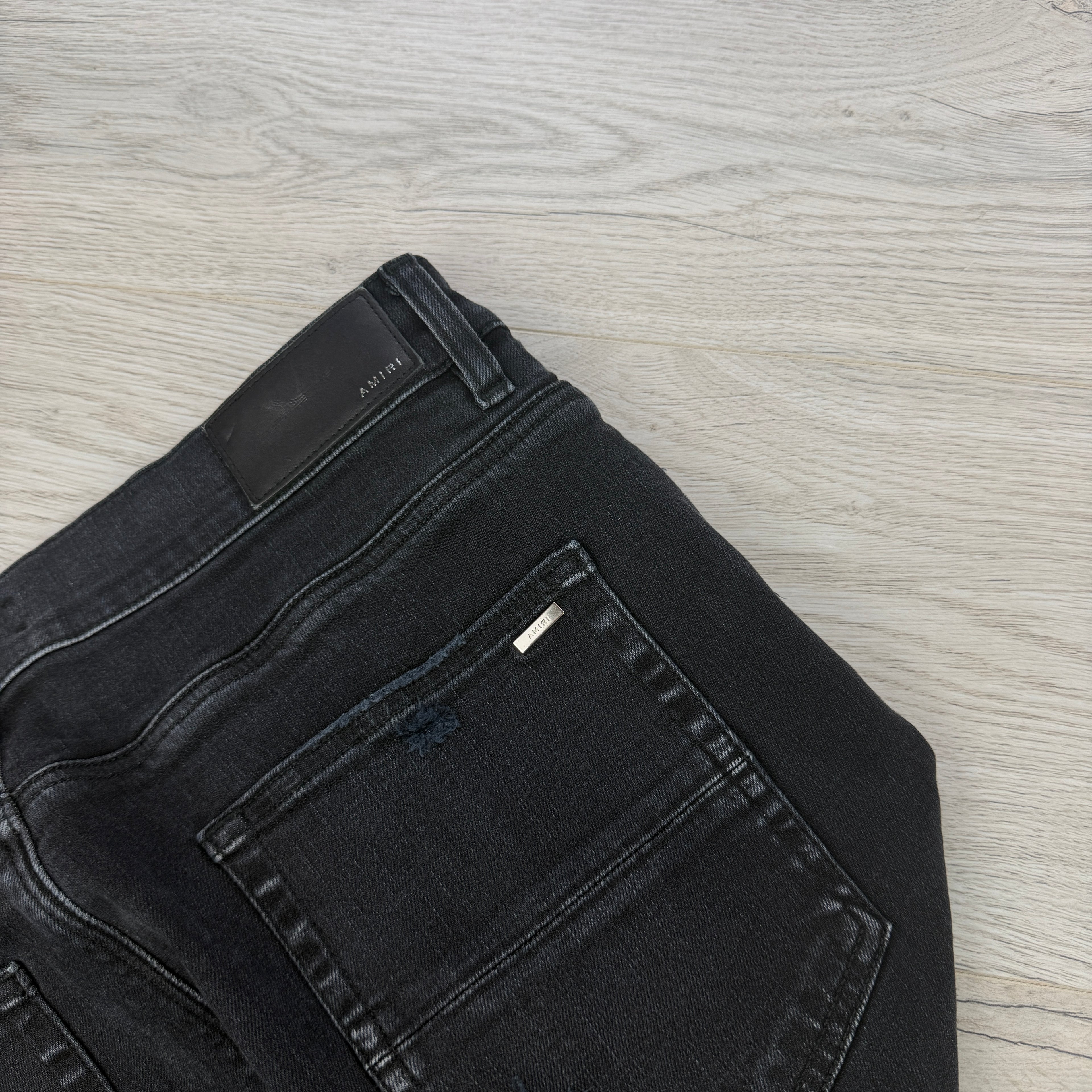 Amiri Men’s MX1 Aged Black Distressed Jeans - Uk 36