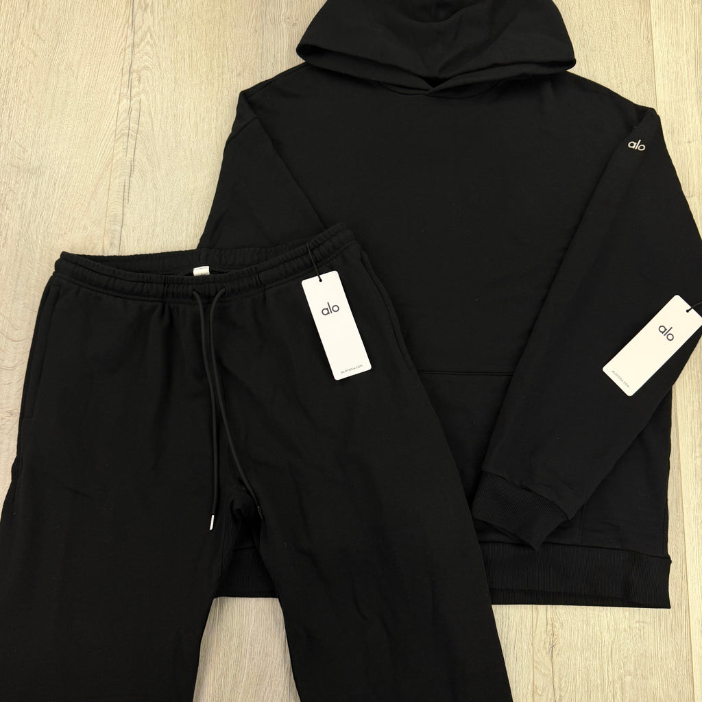 Alo Men’s Black Full Tracksuit Relaxed Fit - Large