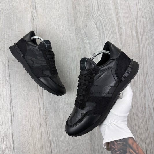 Valentino Men’s Triple Black Camo Rockrunner Trainers - Uk 8