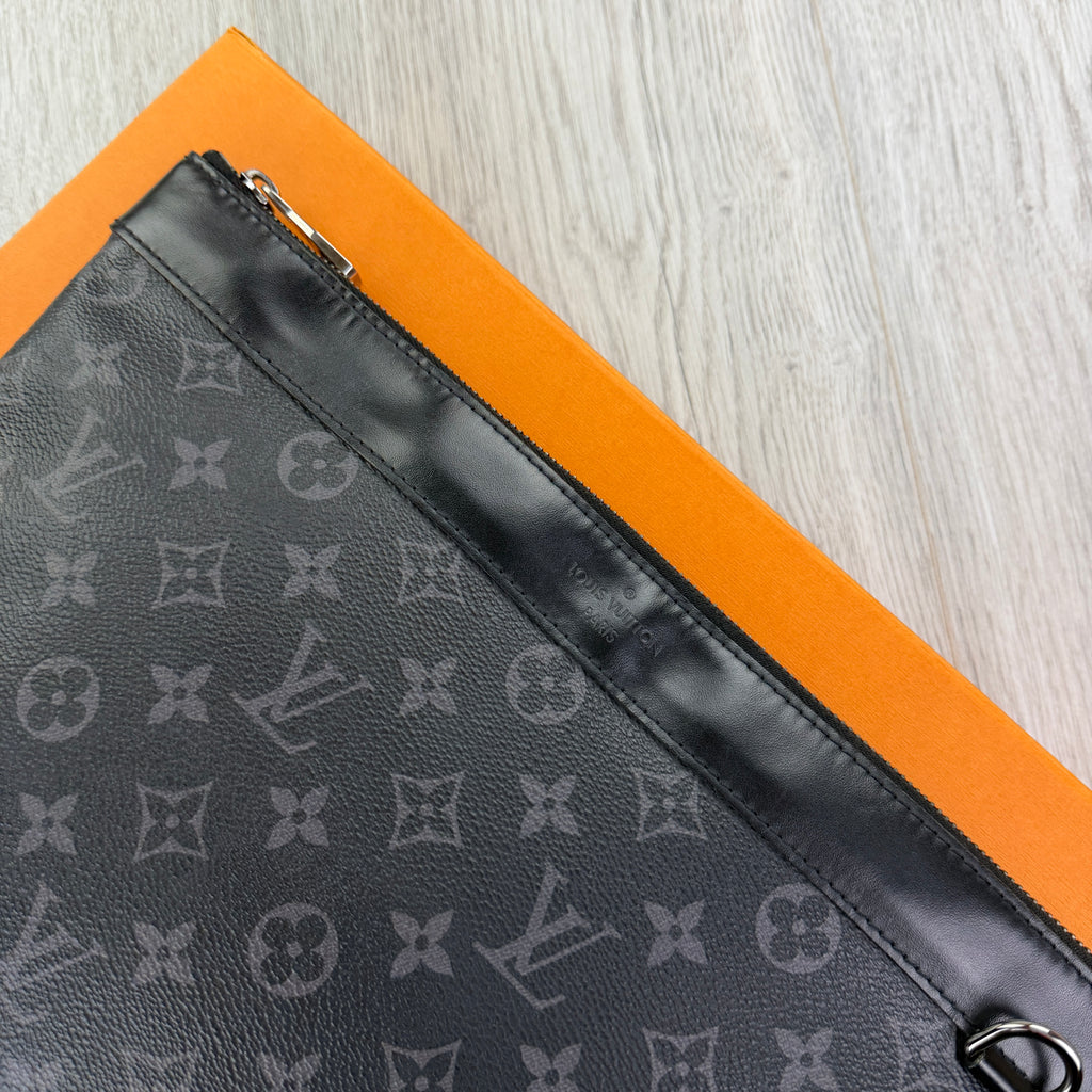 Louis Vuitton Black Monogram Clutch / Small Laptop Case