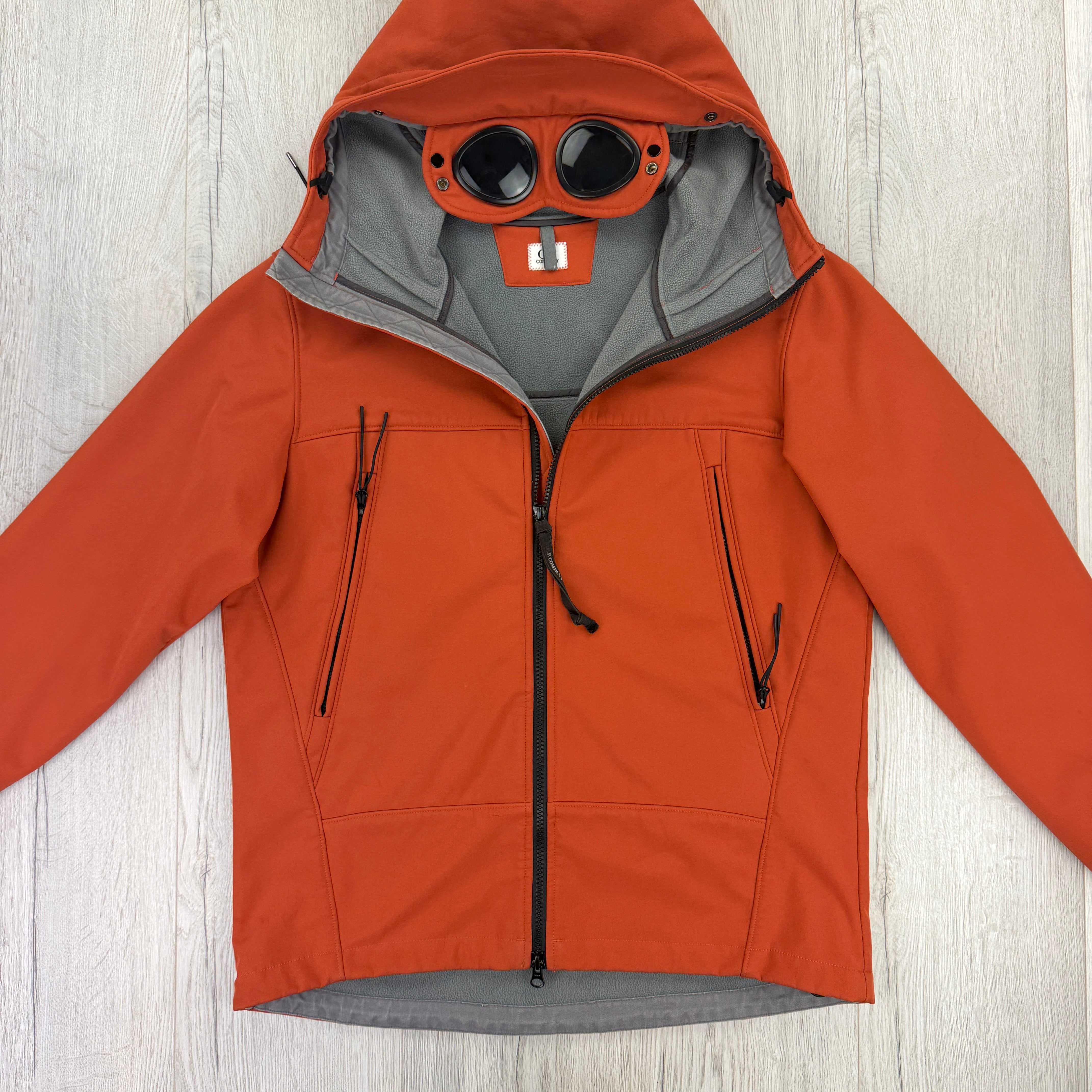 Cp Company Men's Orange Zip Up Goggled Soft Shell Jacket - 52