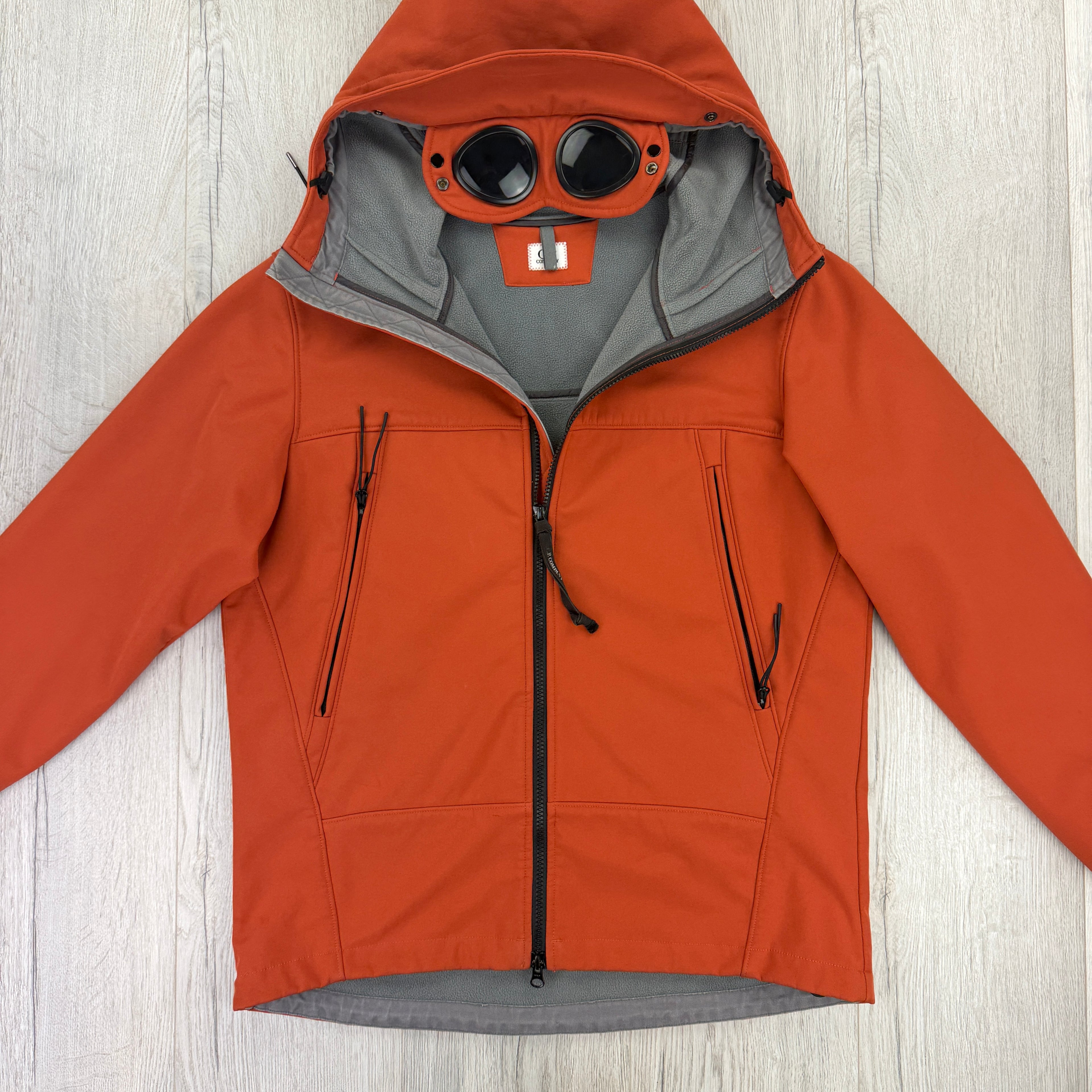 Cp Company Men’s Orange Zip Up Goggled Soft Shell Jacket - 52