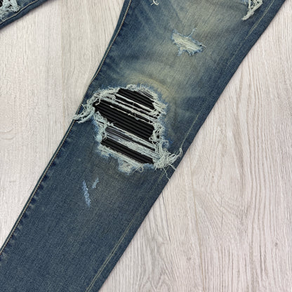 Amiri Men’s Blue MX1 Distressed Ripped Jeans - Uk 32