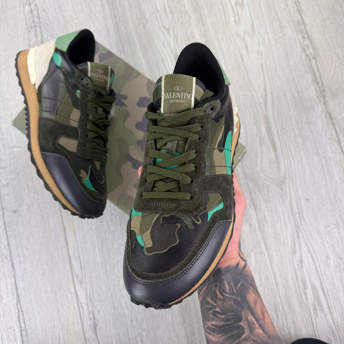 Valentino Men’s Camo Rockrunner Trainers Neon Hint - 43 (Uk 9)