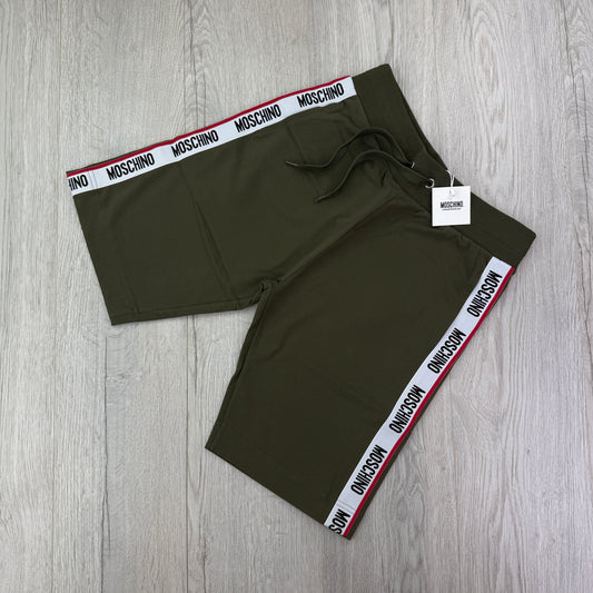 Moschino Men’s Taped Khaki Green Cotten Shorts