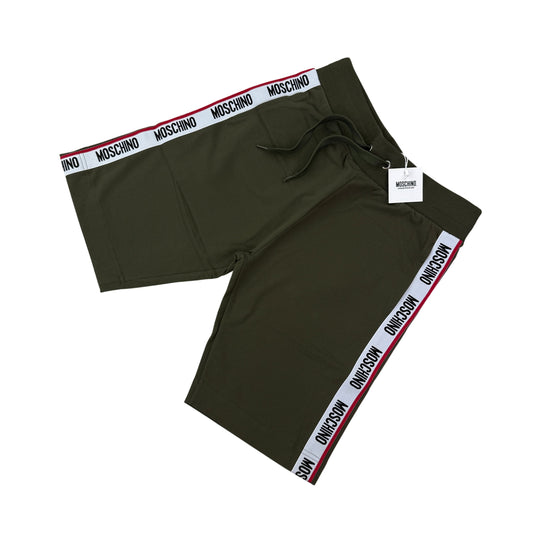 Moschino Men’s Taped Khaki Green Cotten Shorts