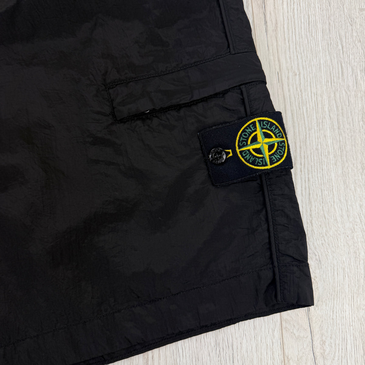 Stone Island Men’s Black Nylon Shorts - Uk 34