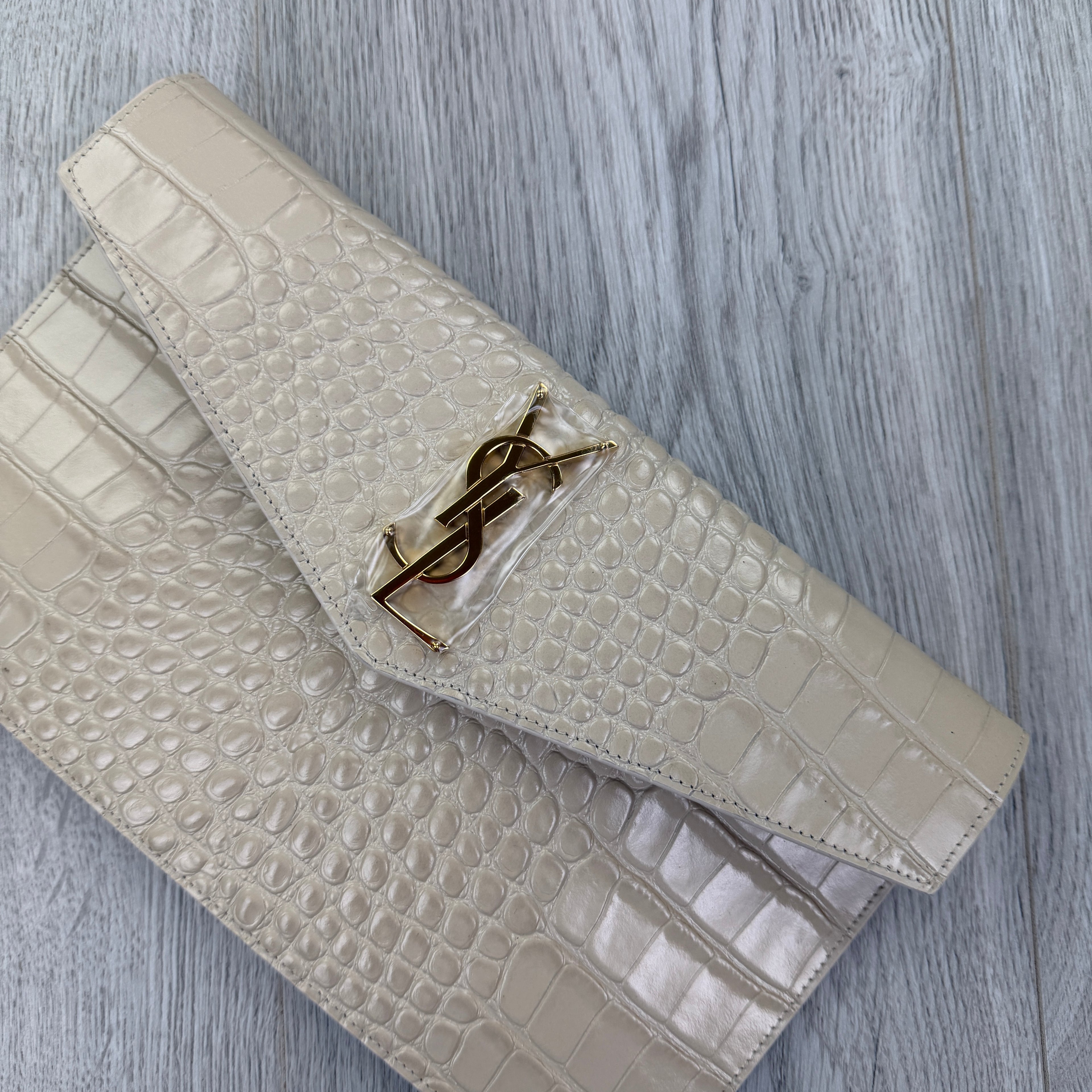 Saint Laurent Women’s Beige Crock Clutch Bag