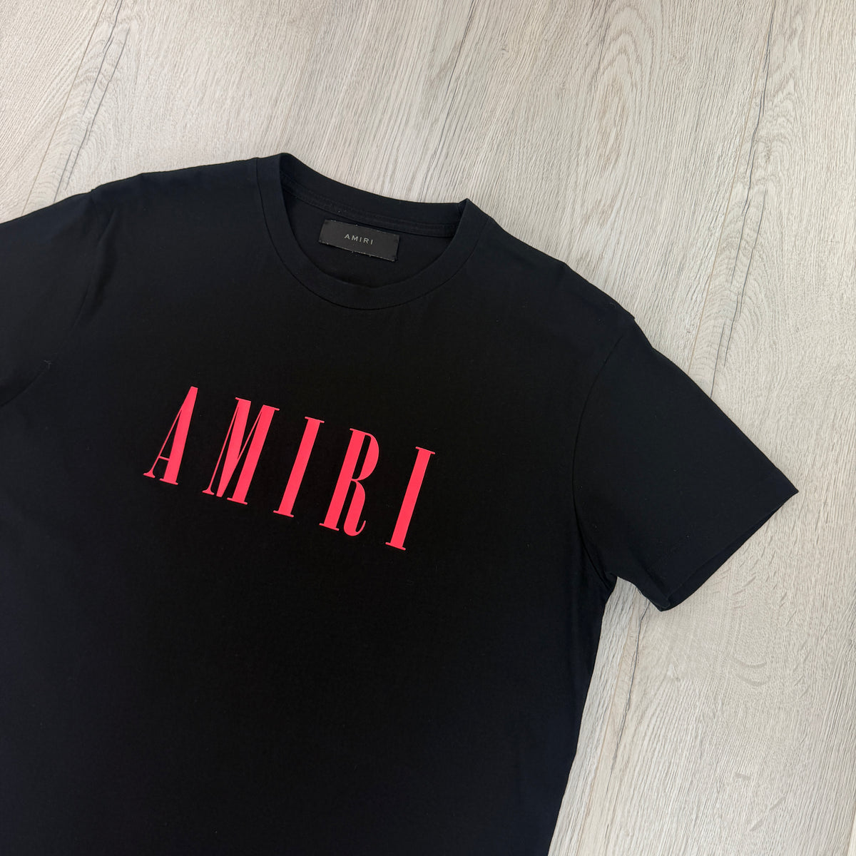 Amiri Men’s Black T-shirt Red Logo - Medium