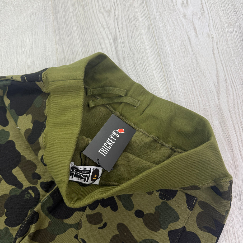 Bape Men’s Khaki Green Camo Front Shark Shorts