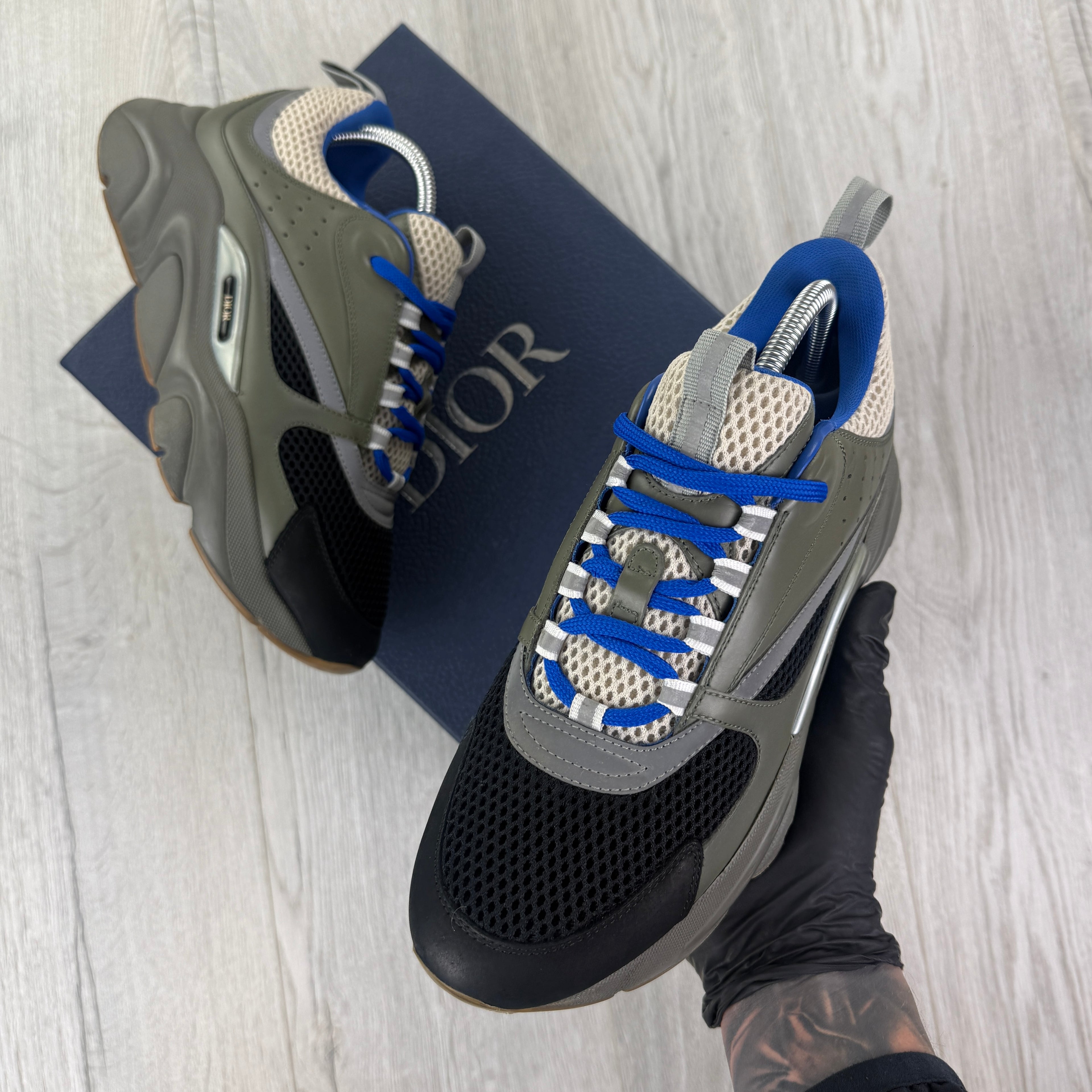 Dior B22 Men’s Khaki & Blue Trainers - 41 (Fit Uk 7)