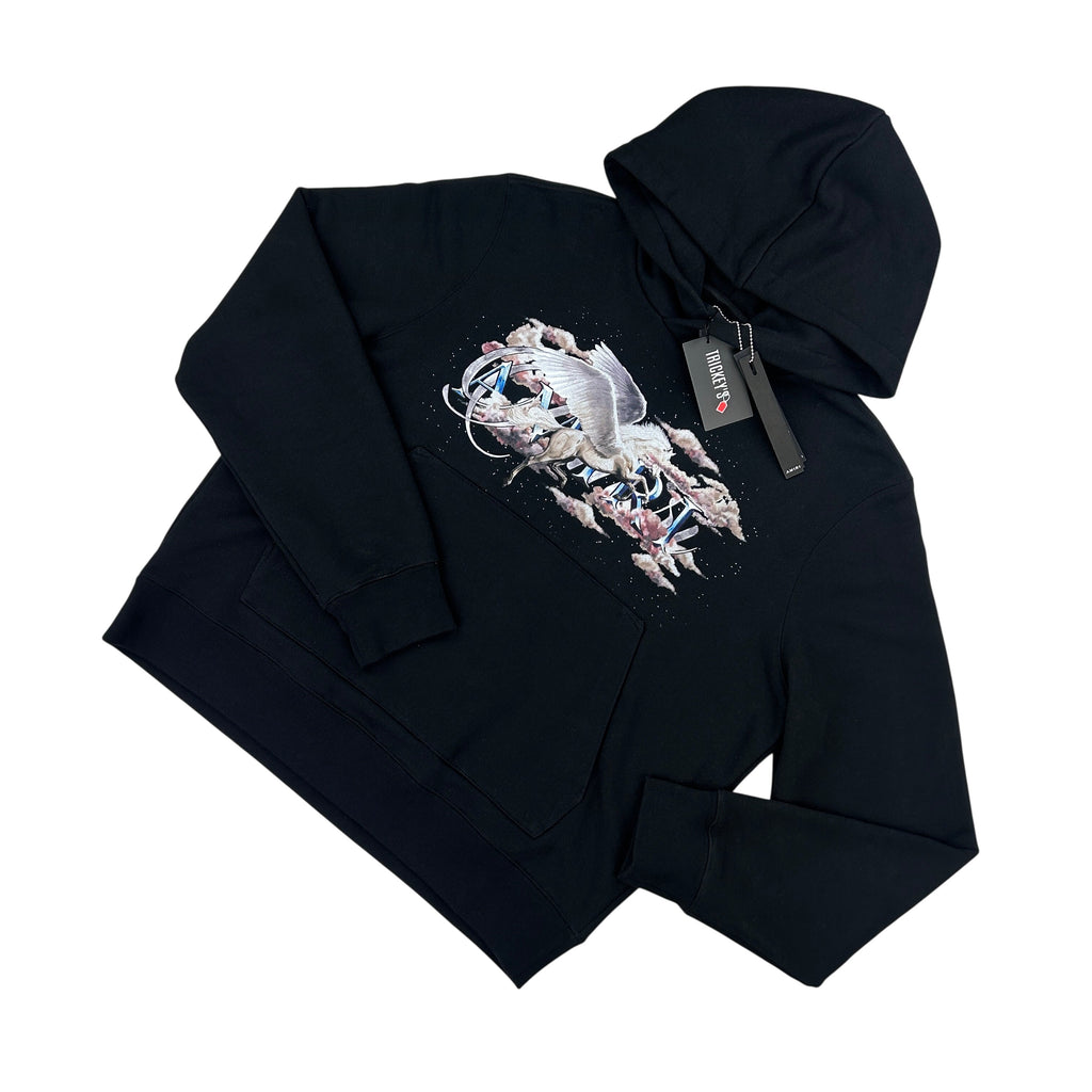 Amiri Men’s Pegasus Script Logo Black Pullover Hoodie