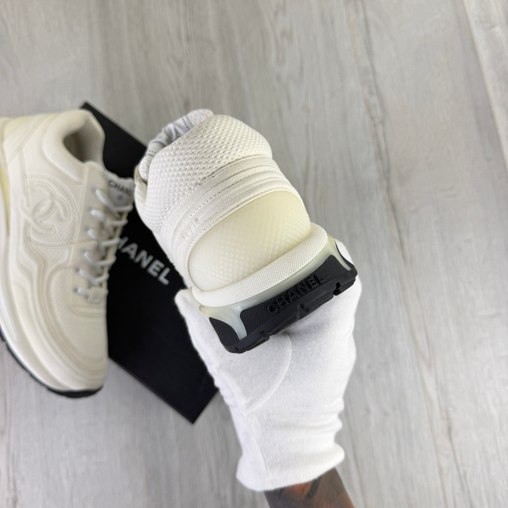 Chanel Men’s White CC Runners - Uk 11
