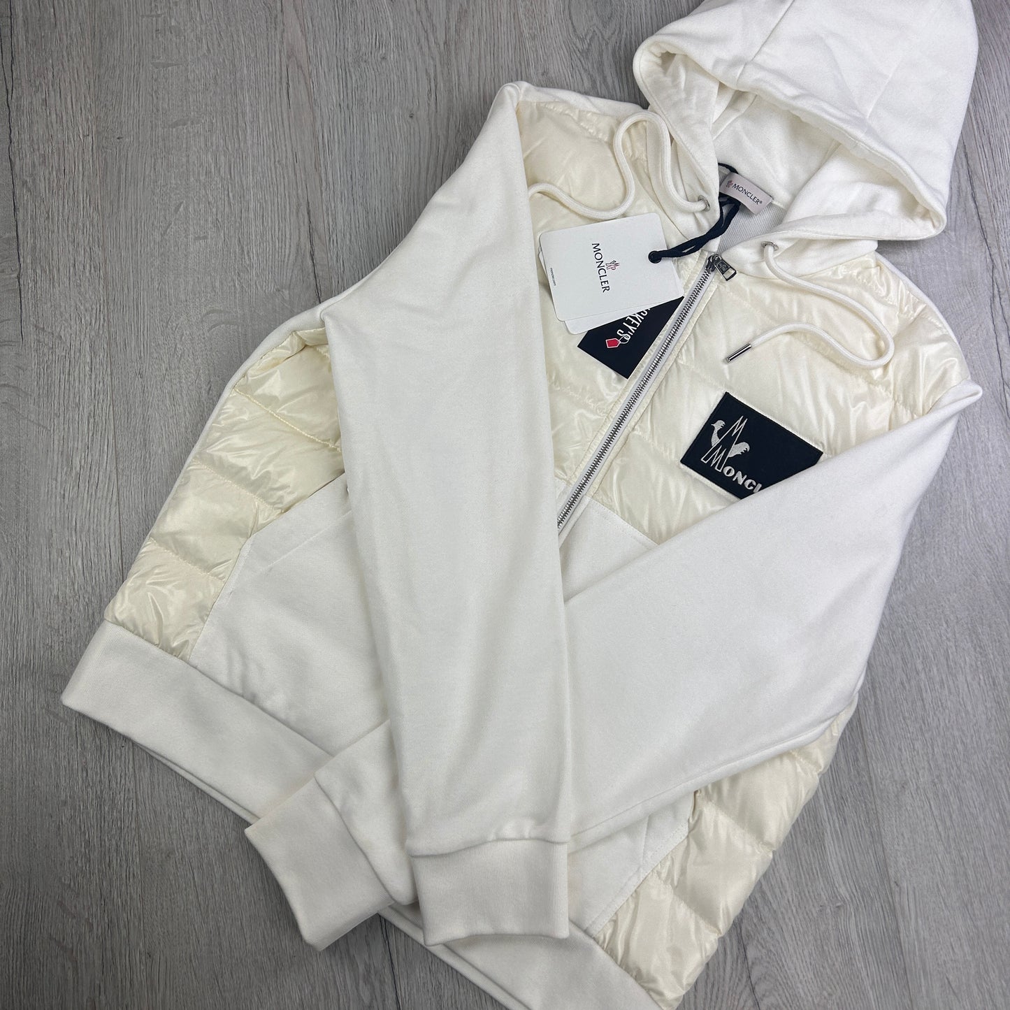 Moncler Men’s Zip-up White  Padded Modella Maglia Cardigan - XXL